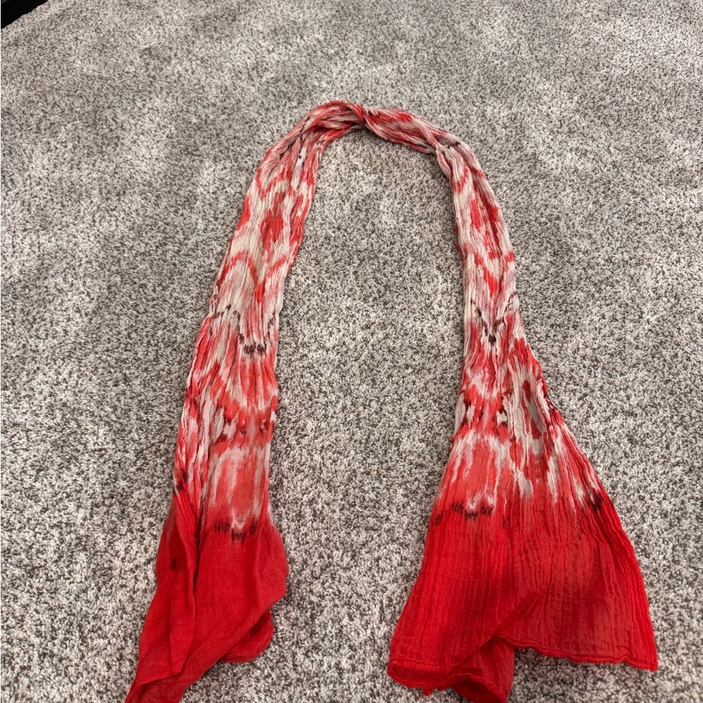 Red and White Patterned Women's Scarf
